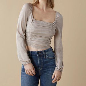 BCBG Metallic Square Neck CropTop(XXS)|*SEXY NECKLINE MAKES CHEST APPEAR LARGER*